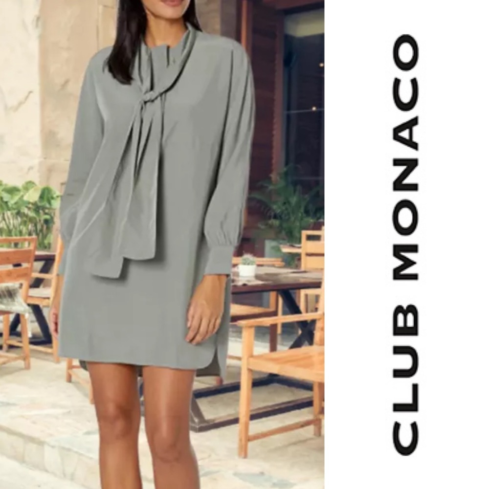 💚NWT CLUB MONACO TIE NECK DRESS SHIRT
